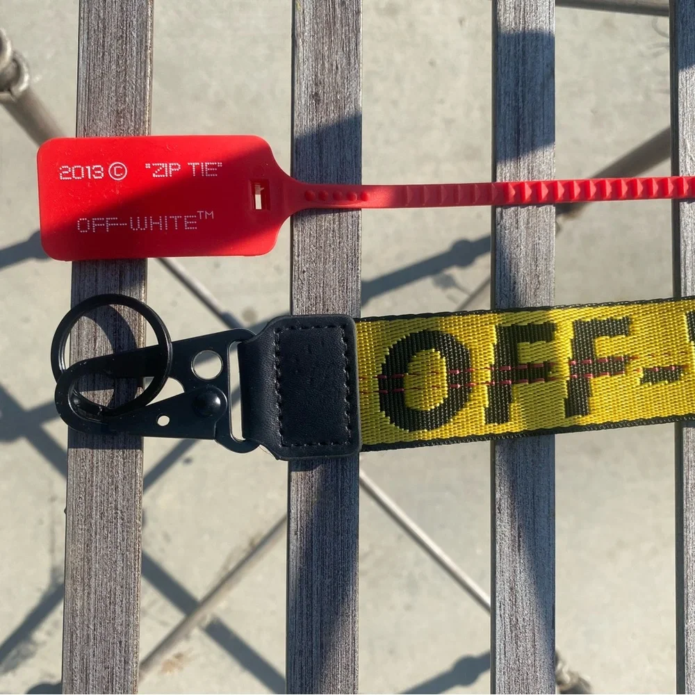 3 Off-White Black & Yellow Strap pink and a black letter one bundle with 3